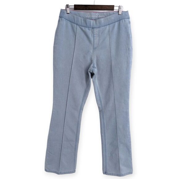 Isaac Mizrahi Divine Denim Pull-On Bootcut Jeans Women's Size 10 Light Wash Knit - Picture 1 of 7